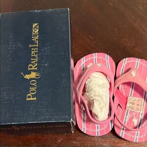 Polo Ralph Lauren Pink Plaid Flip Flops